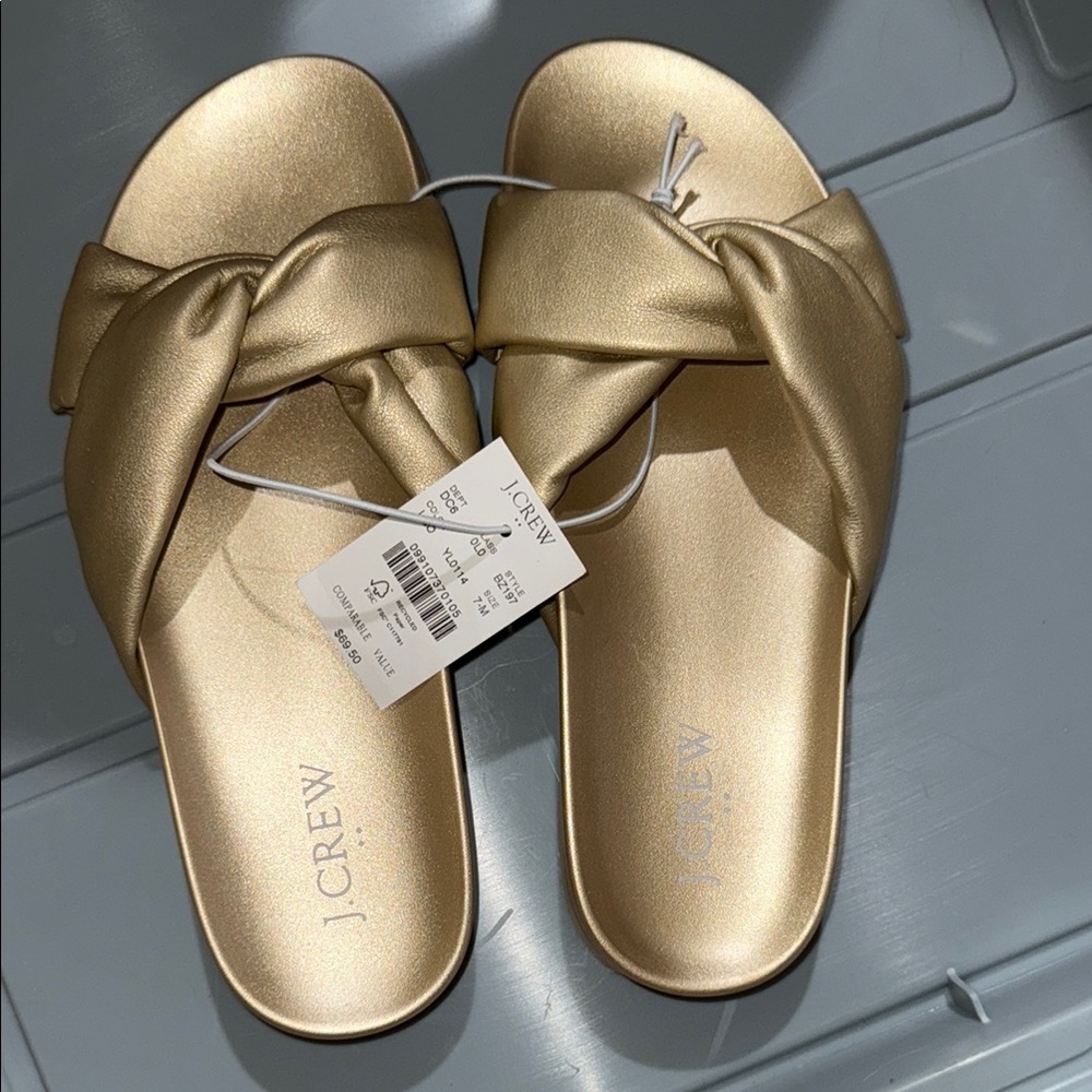 J. Crew Women's Gold Slide Sandals size 7